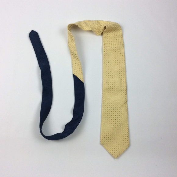 Tommy Hilfiger Mens Tie Yellow Gold Checkered Silk - Picture 2 of 5